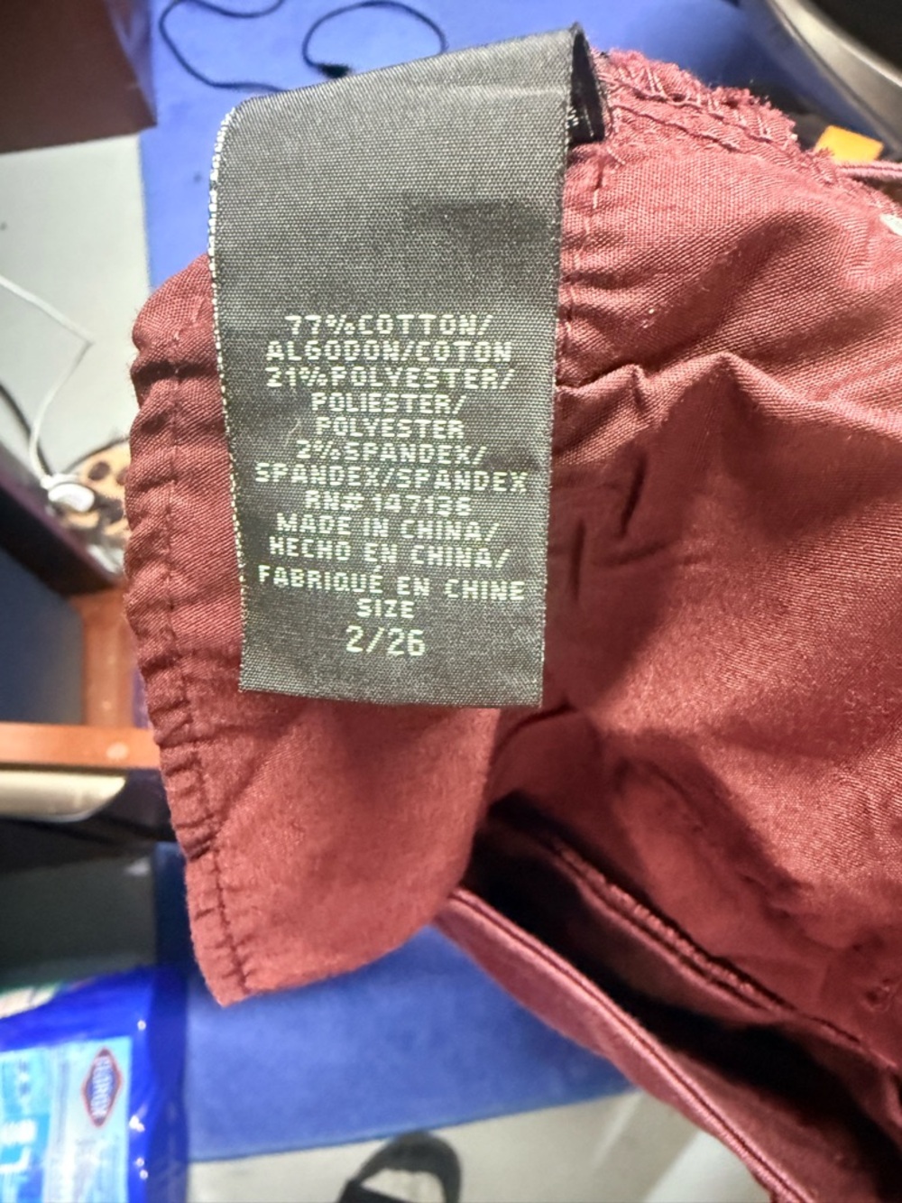 1822 Denim Wine-Colored Slim Stretch Jeans - Picture 10 of 10